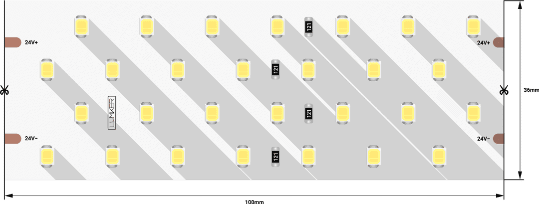 Лента светодиодная LUX2835 280LED/м 26Вт/м 24В IP33 Цвет:Нейтральный белый (4000K) (1метр) SWG